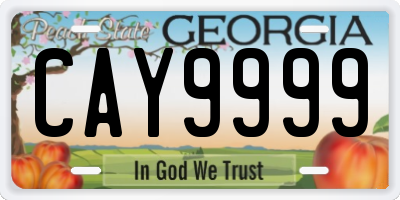 GA license plate CAY9999