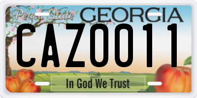 GA license plate CAZ0011