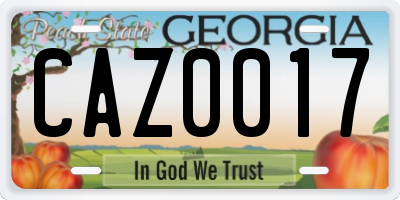 GA license plate CAZ0017