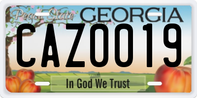 GA license plate CAZ0019