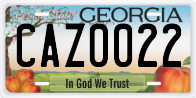 GA license plate CAZ0022