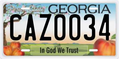 GA license plate CAZ0034