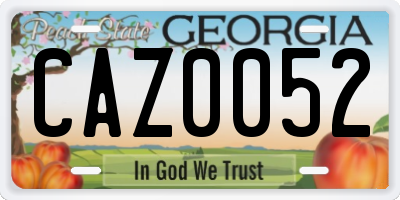 GA license plate CAZ0052