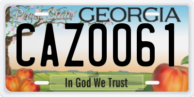 GA license plate CAZ0061