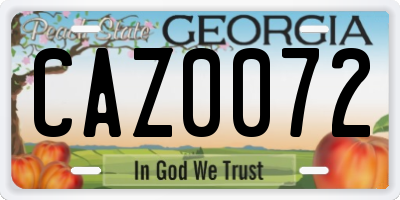 GA license plate CAZ0072