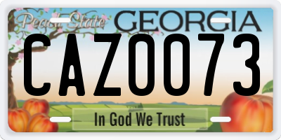 GA license plate CAZ0073
