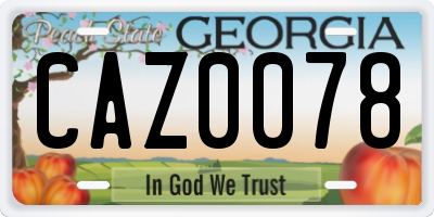 GA license plate CAZ0078