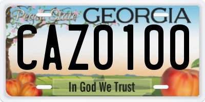 GA license plate CAZ0100