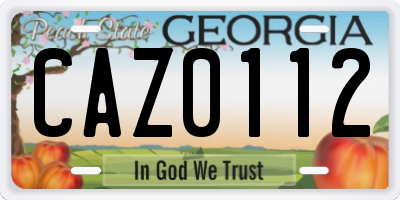 GA license plate CAZ0112