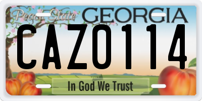 GA license plate CAZ0114
