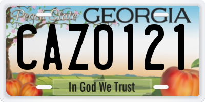 GA license plate CAZ0121