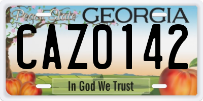 GA license plate CAZ0142