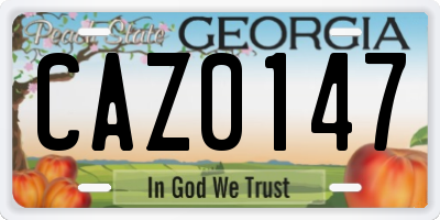 GA license plate CAZ0147