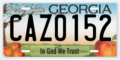 GA license plate CAZ0152