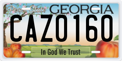 GA license plate CAZ0160