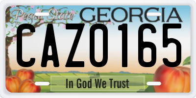 GA license plate CAZ0165