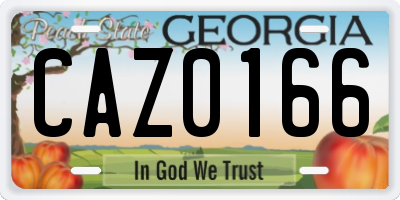 GA license plate CAZ0166
