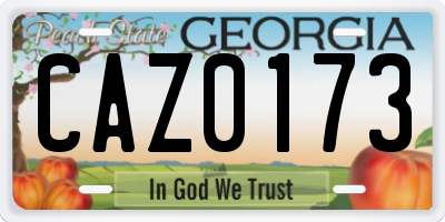 GA license plate CAZ0173