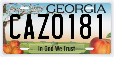 GA license plate CAZ0181
