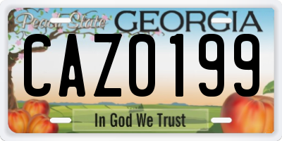 GA license plate CAZ0199