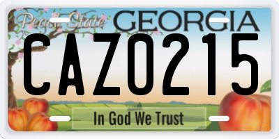 GA license plate CAZ0215