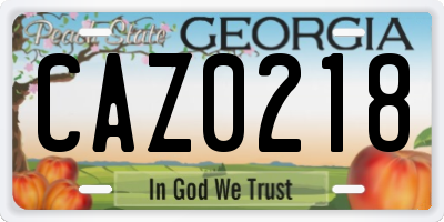 GA license plate CAZ0218