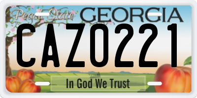 GA license plate CAZ0221