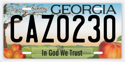 GA license plate CAZ0230