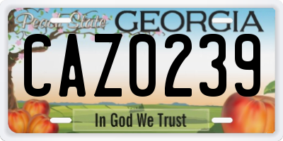GA license plate CAZ0239
