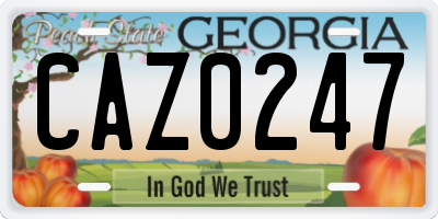 GA license plate CAZ0247