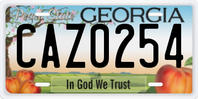 GA license plate CAZ0254