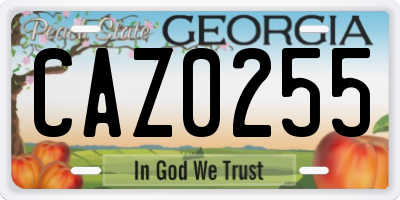 GA license plate CAZ0255