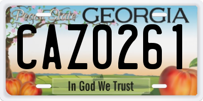 GA license plate CAZ0261