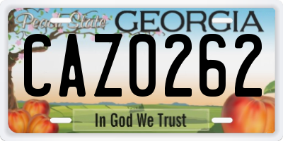 GA license plate CAZ0262
