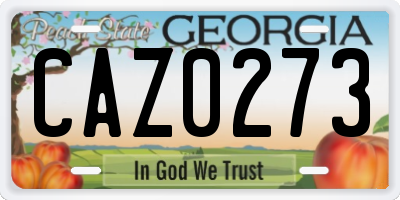 GA license plate CAZ0273