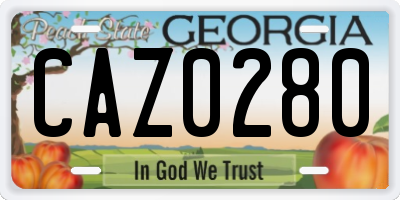 GA license plate CAZ0280