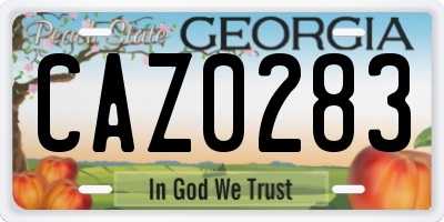 GA license plate CAZ0283