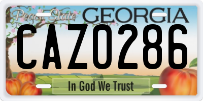 GA license plate CAZ0286