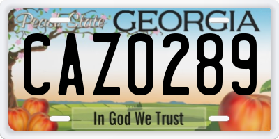 GA license plate CAZ0289