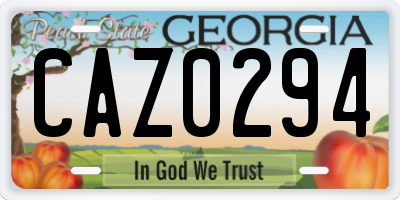 GA license plate CAZ0294