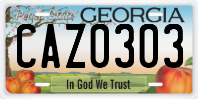 GA license plate CAZ0303