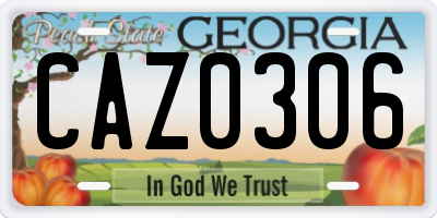 GA license plate CAZ0306