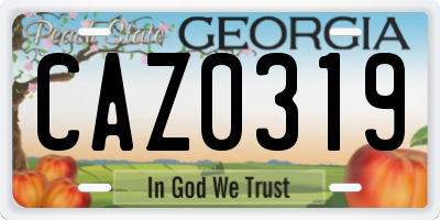 GA license plate CAZ0319