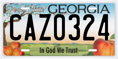 GA license plate CAZ0324