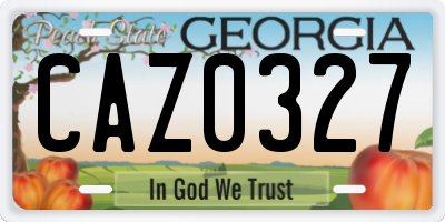 GA license plate CAZ0327