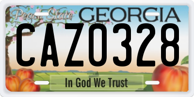 GA license plate CAZ0328