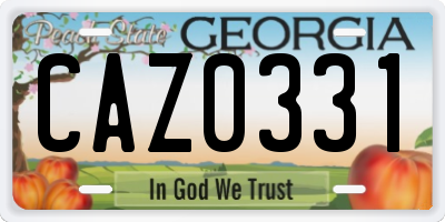 GA license plate CAZ0331