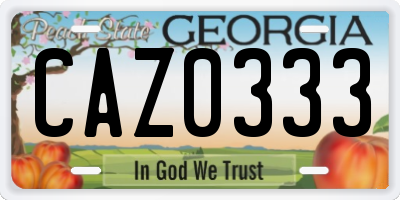 GA license plate CAZ0333