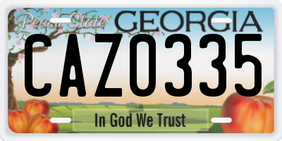 GA license plate CAZ0335
