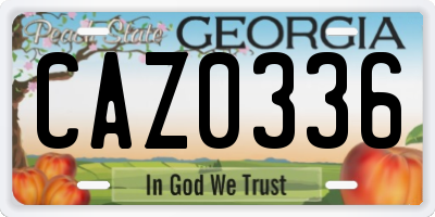 GA license plate CAZ0336
